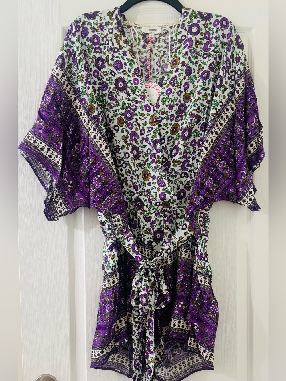 Umgee Purple Floral Boho Short Romper - Picture 2 of 5